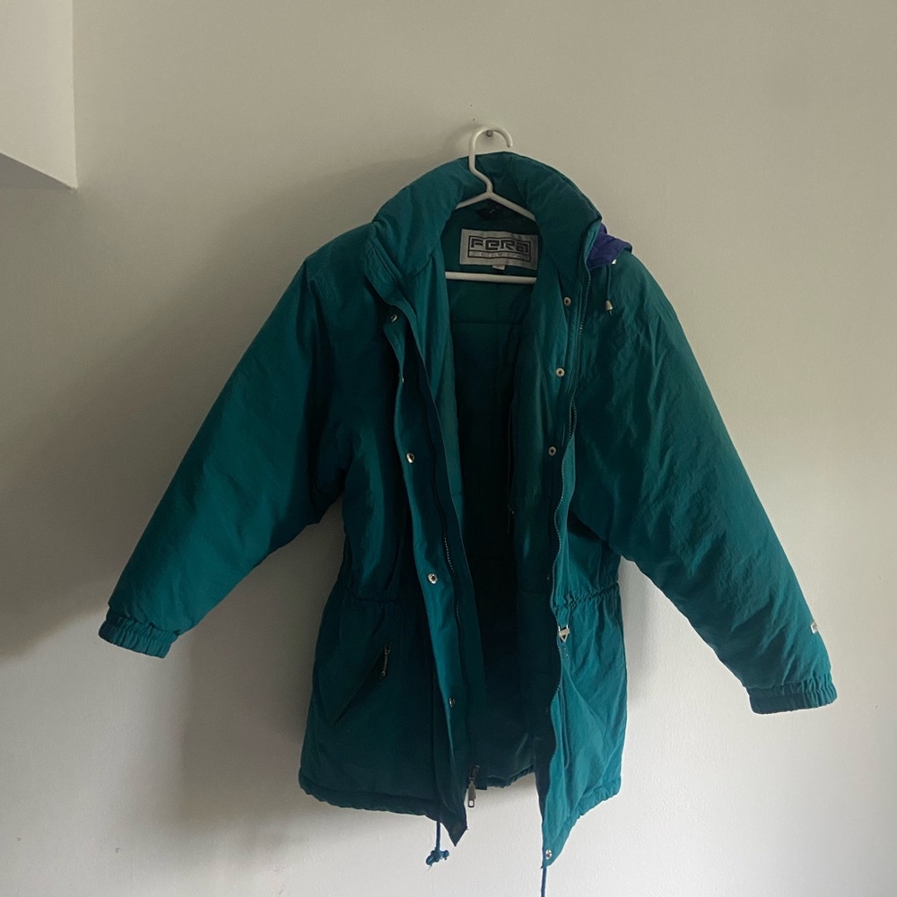 1980s Retro cute teal puffer ski jacket size 6/8 iconic 80s